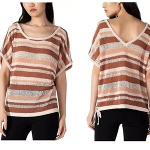 NWT Black Tape |‎ Oversized Striped Poncho Knit Sweater XS Stripes Boho V-neck